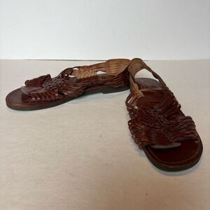 Panache Women's Brown Woven Huarache Sandals Size 9 Slip On